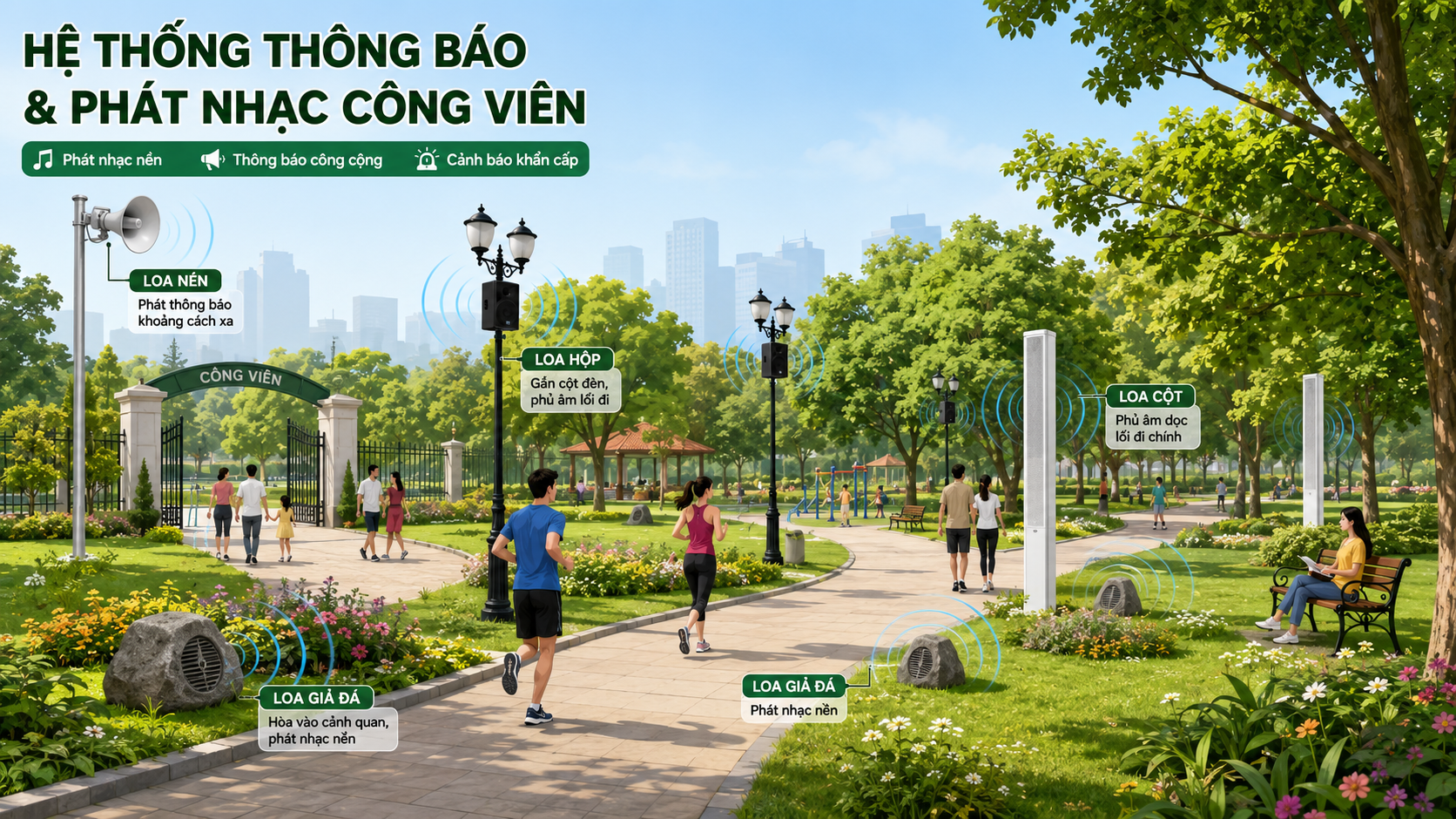 Hệ thống thông báo phát nhạc cho công viên