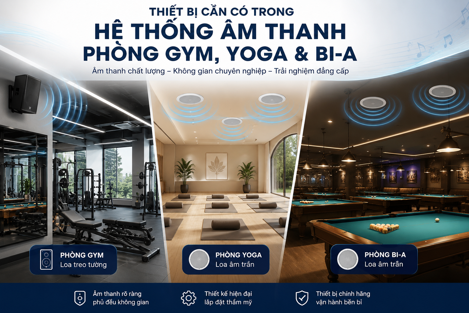 Những Thiết Bị Cần Có Trong Hệ Thống Âm Thanh Phòng Gym, Yoga Và Bi-a