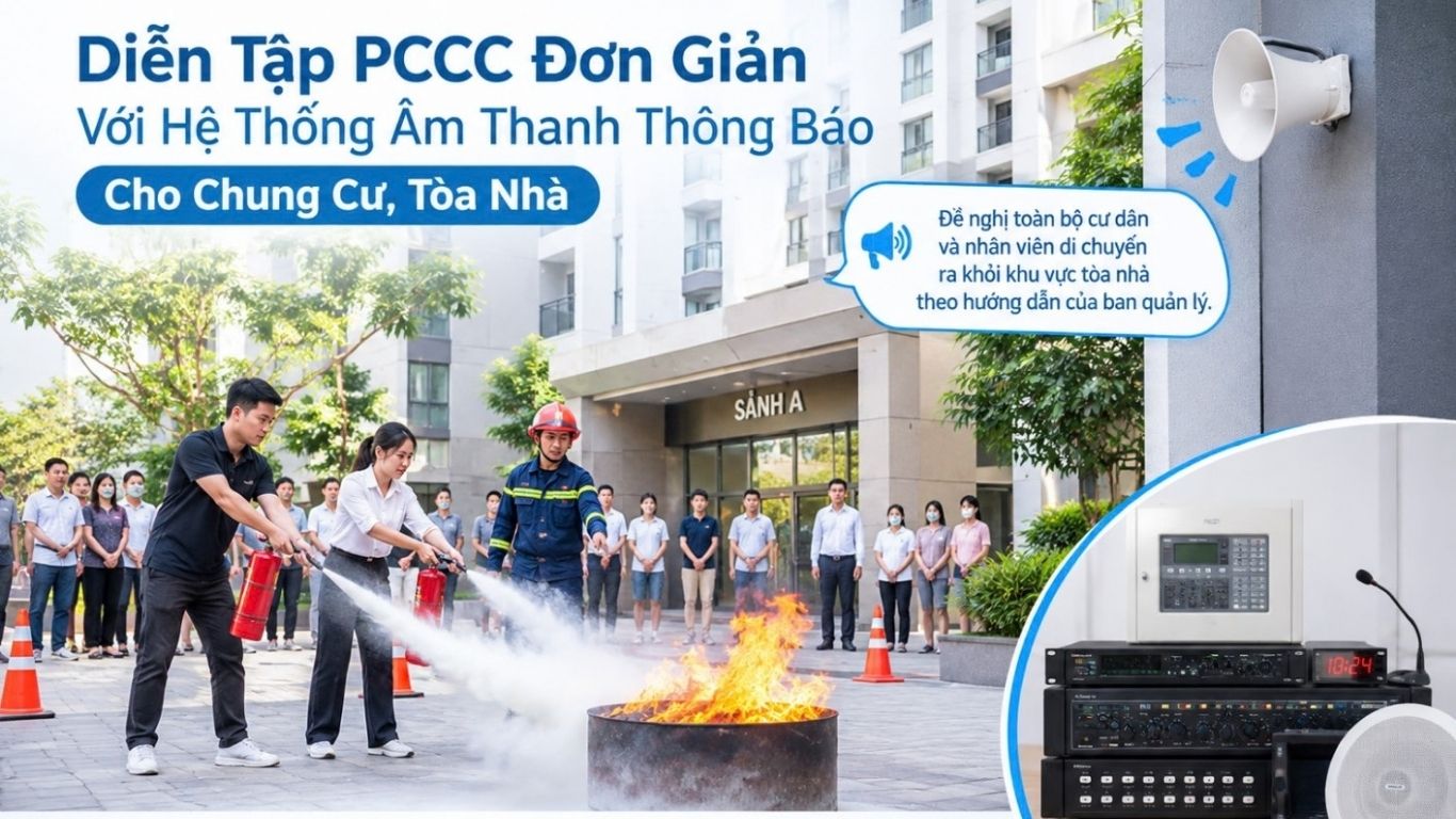 Diễn Tập PCCC Đơn Giản Với Hệ Thống Âm Thanh Thông Báo Cho Chung Cư, Tòa Nhà