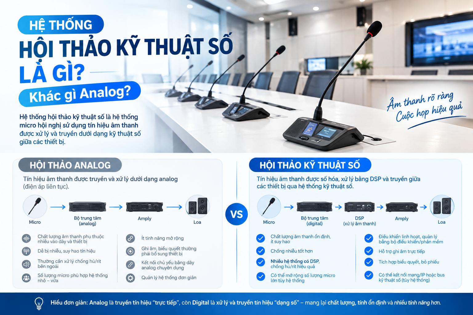 Hệ thống hội thảo kỹ thuật số là gì? Khác gì analog?