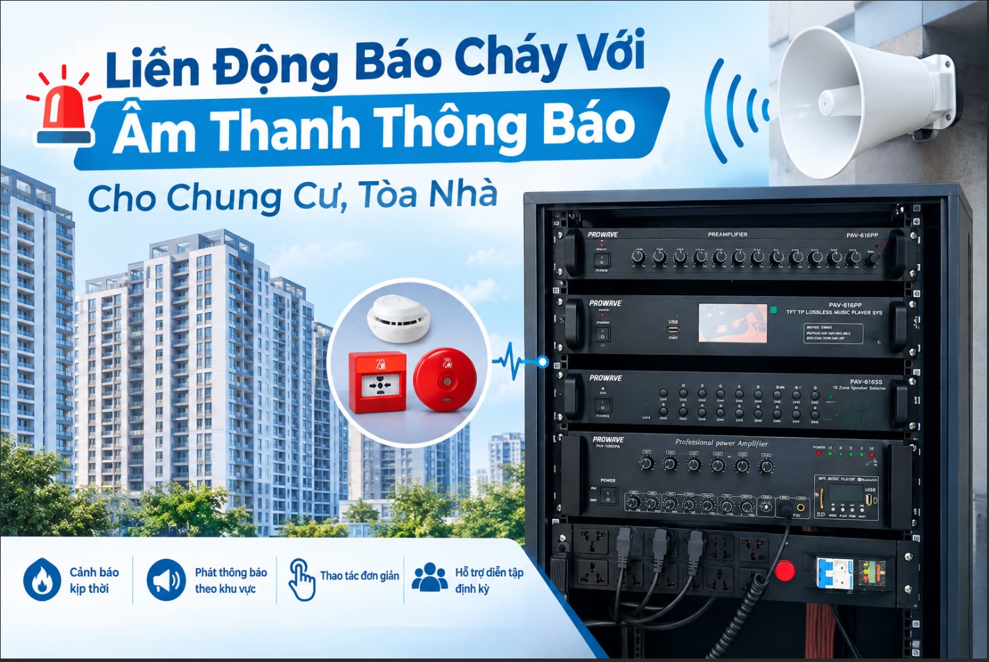 Liên Động Báo Cháy Với Âm Thanh Thông Báo