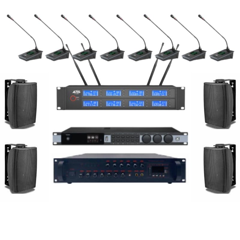 Phòng họp giá rẻ 8 Mic Cổ Ngỗng Không Dây