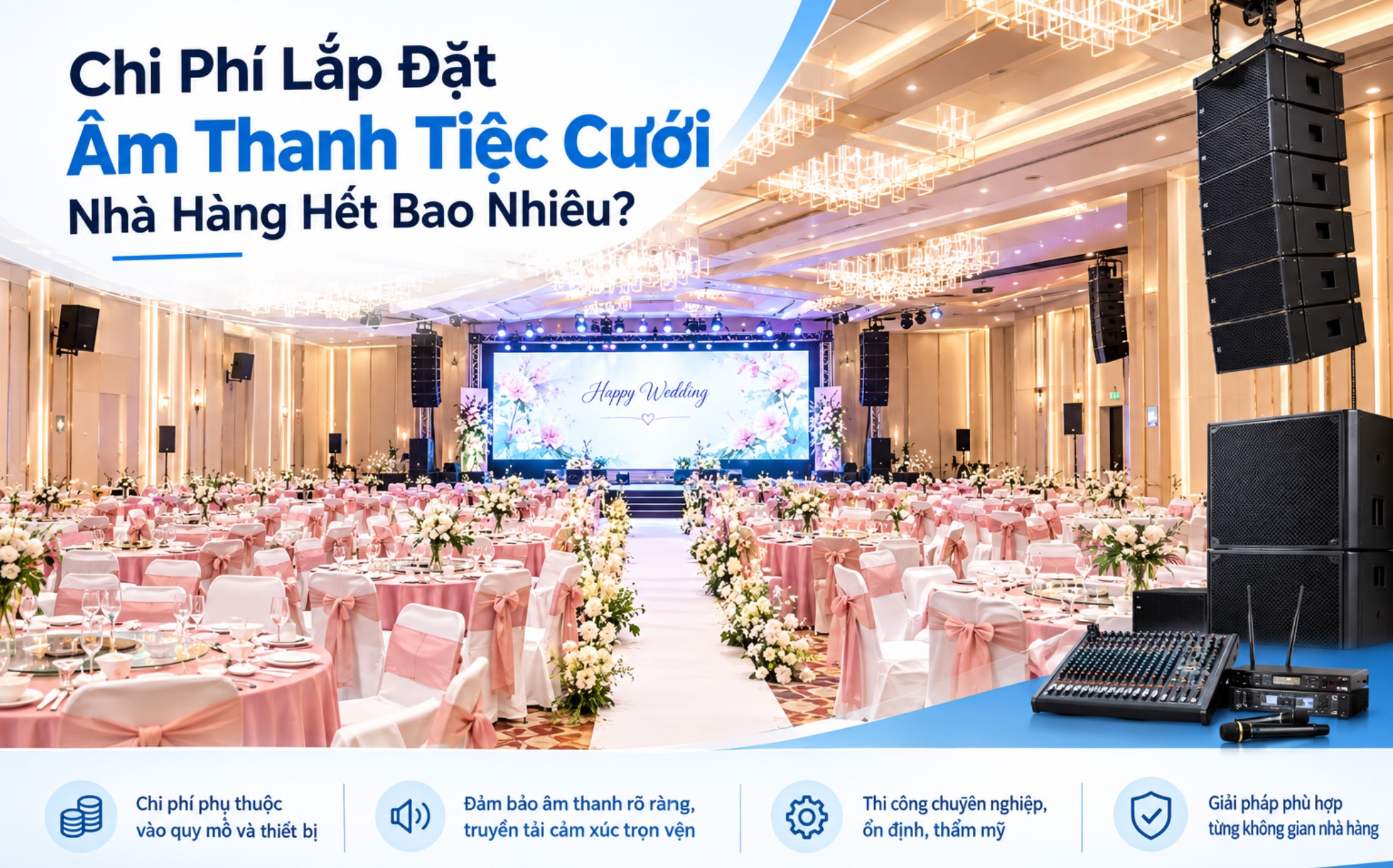 Chi Phí lắp đặt âm thanh tiệc cưới nhà hàng hết bao nhiêu?